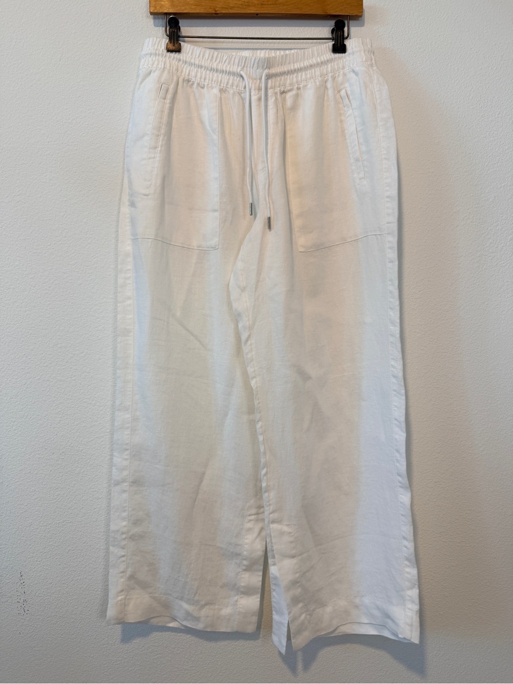 Athleta Retreat White Linen Wide Leg Pants M Petite NWOT - Picture 5 of 8